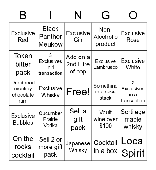 Holiday SSales BINGO Card