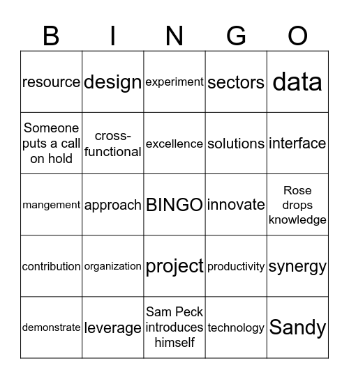 Conference Call Bingo Card