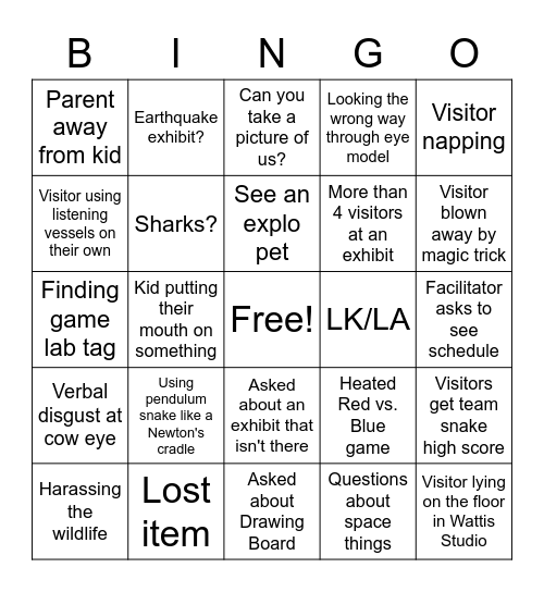 Floor Bingo Card