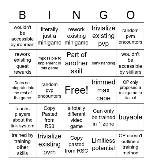 Bad Skill Suggestion Bingo Card