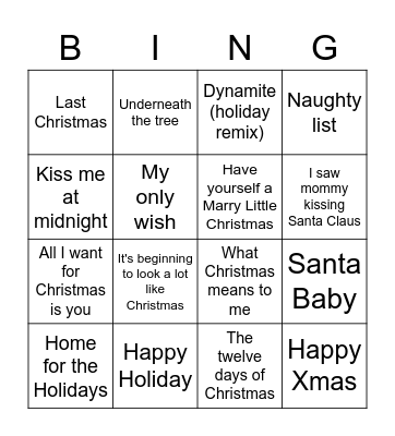 Kerst diner Villa Dots Bingo Card
