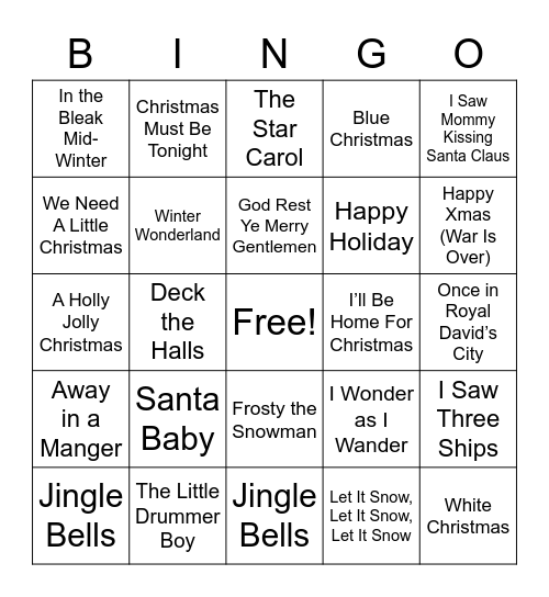 Greenway Square Holiday Music Bingo Card