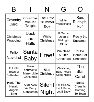 Greenway Square Holiday Music Bingo Card