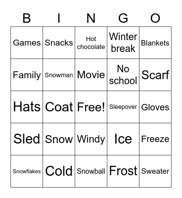 Winter Bingo Card