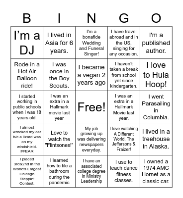 Getting to Know You Bingo Card