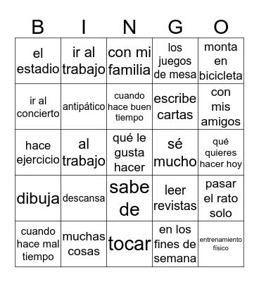 1A Lessons 27 & 28 Bingo Card