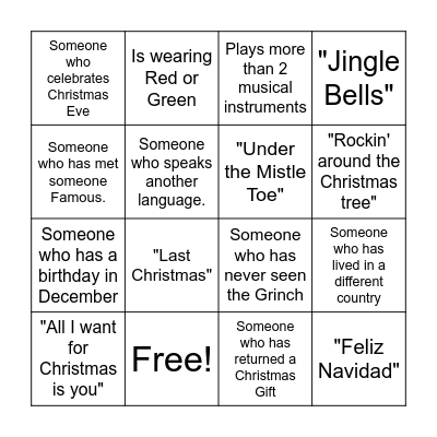 ZIPMAS BINGO!!! Bingo Card