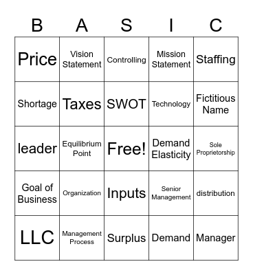 Business Bingo Card