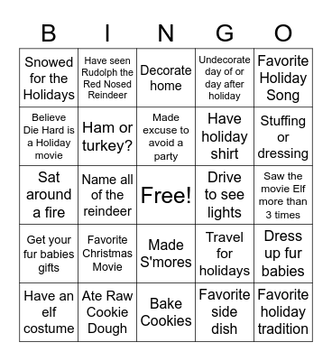 Holiday Bingo Card