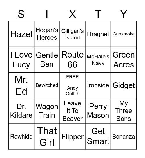 TV SHOWS Bingo Card