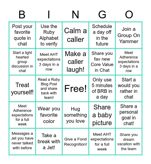 Jets Bingo Card