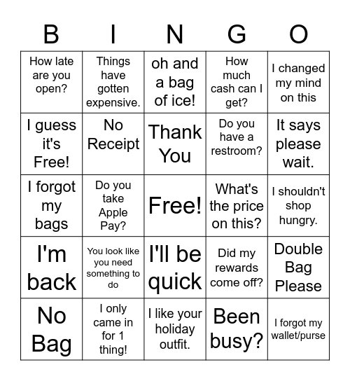 Front End Bingo! Bingo Card