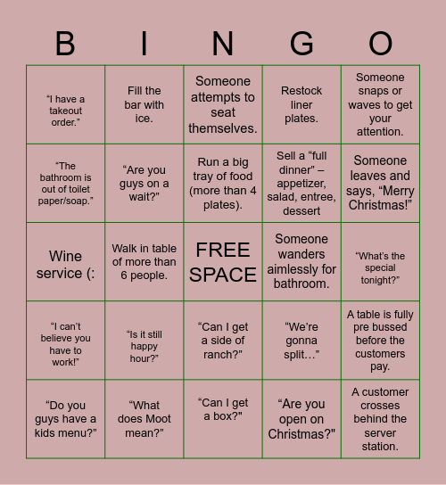 MOOT HOUSE BINGO Card