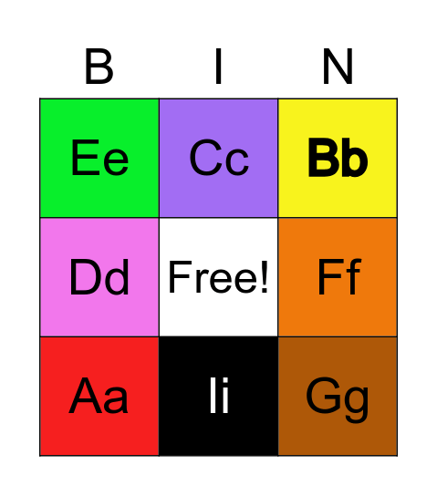 G1 Aa-Ii Bingo Card