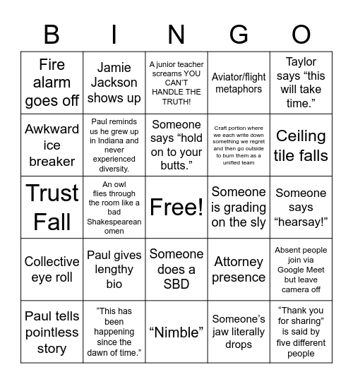 Mediation Madness Bingo Card