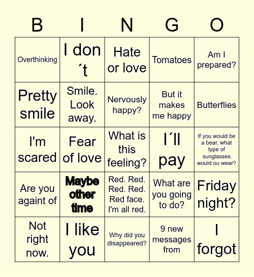 Bingo poem Bingo Card