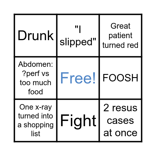 ED New Years Day BINGO Card