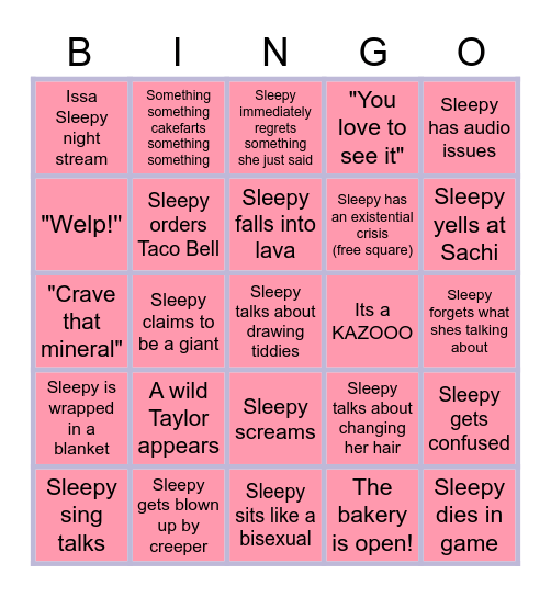 SleepyHeadd Bingo Card