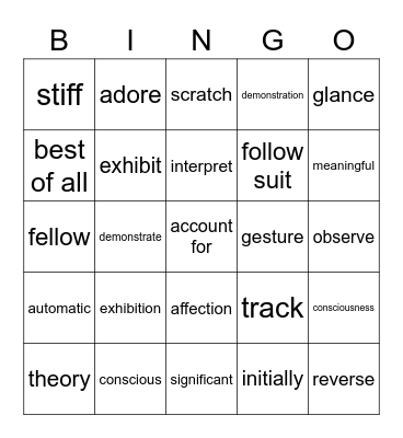 L7 Vocabulary Bingo Card