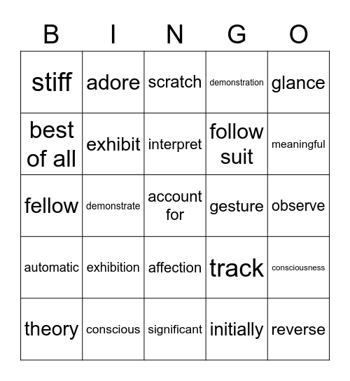 L7 Vocabulary Bingo Card