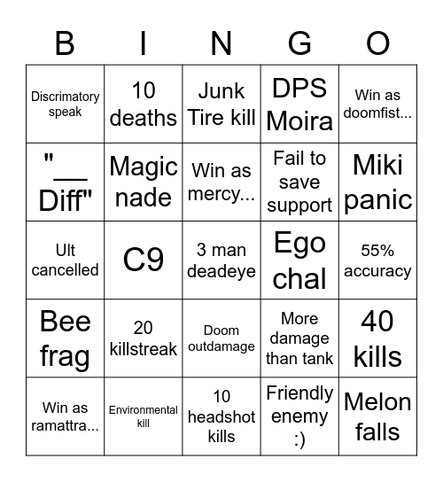 Fizzy's Torture Bingo Card