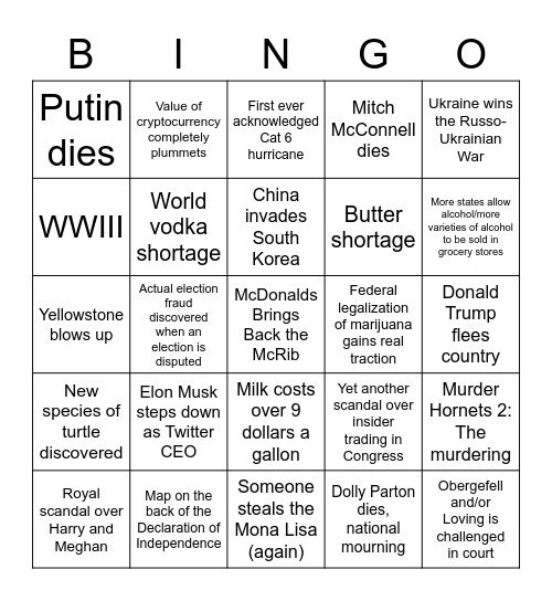 2023 Bingo Card