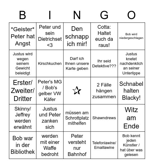 DIE DREI FRAGEZEICHEN Bingo Card