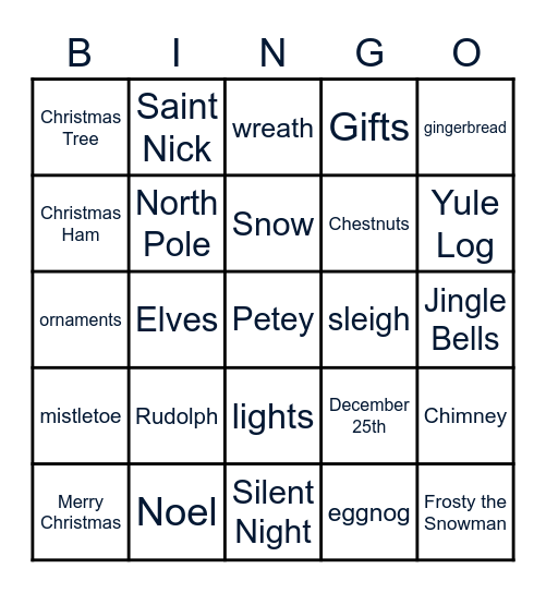 Christmas Bingo Card