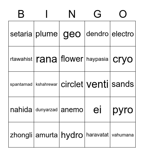 contoh Bingo Card