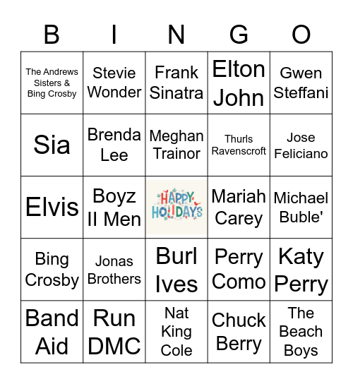 Happy Holidays Bingo Card