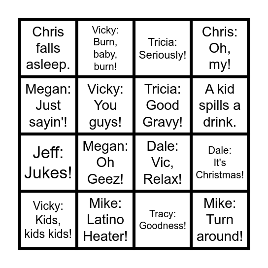 Schroeder Christmas Bingo Card