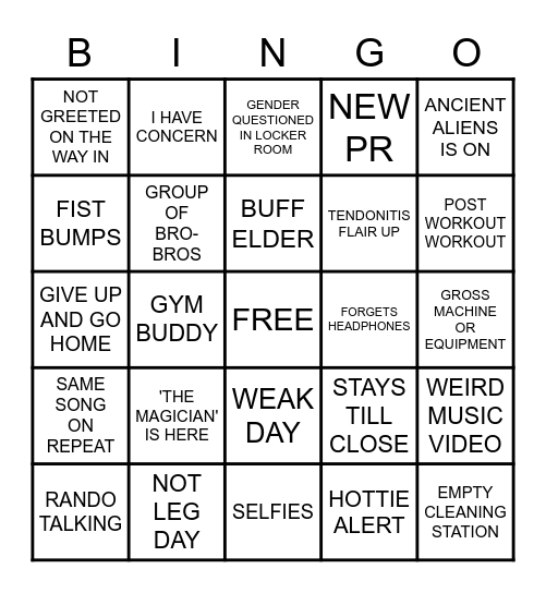 GYM BINGO Card