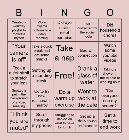 Remote work life in 2022 Bingo Card