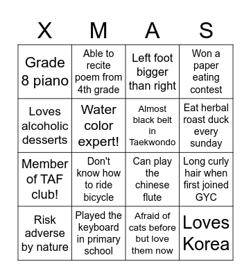 GYC Bingo Card