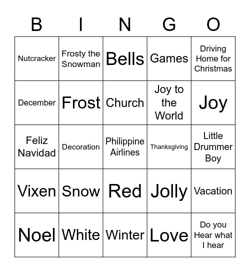 PAL ISD CHRISTMAS PARTY 2022 Bingo Card