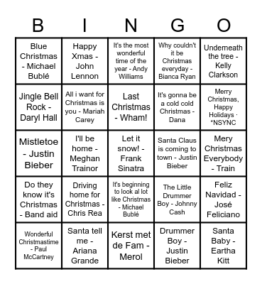 Muziek-kerst-bingo-2022 Bingo Card