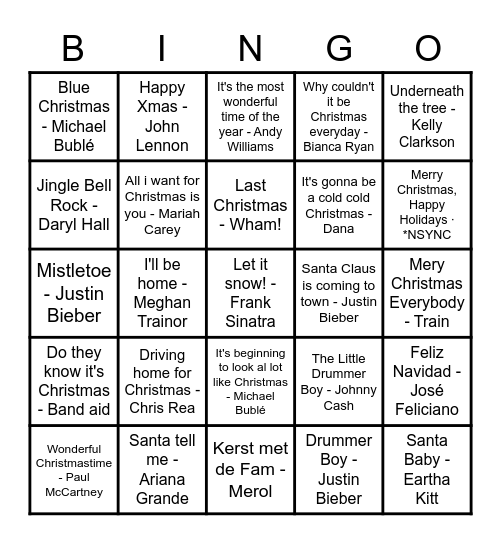 Muziek-kerst-bingo-2022 Bingo Card