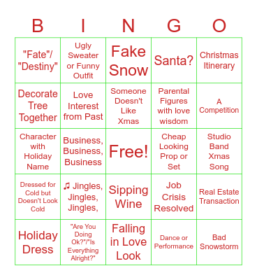 Christmas Movie Bingo Card