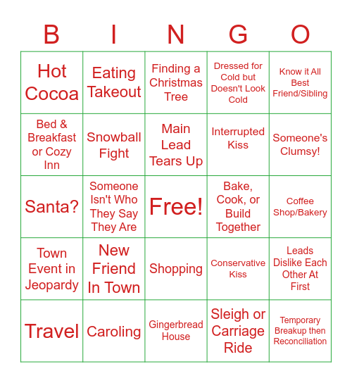 Christmas Movie Bingo Card