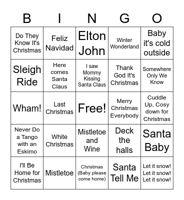 Christmas Bingo Card