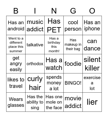 Ice-Ice Breaker! Bingo Card