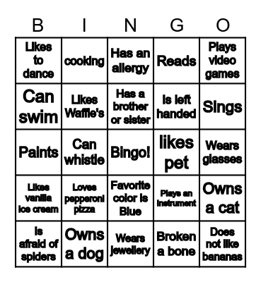 FIND SOMEONE WHO... Bingo Card