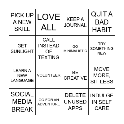 RESOLUTIONS Bingo Card