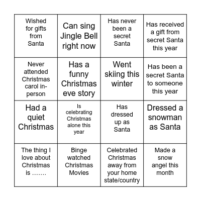 Christmas Bingo Card