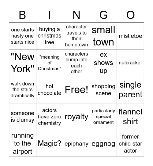 Christmas Movie Bingo Card