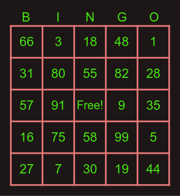 Siroter Bingo Card