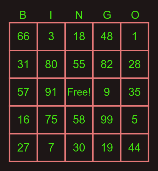 Siroter Bingo Card