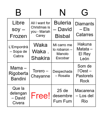 BINGO MUSICAL Bingo Card