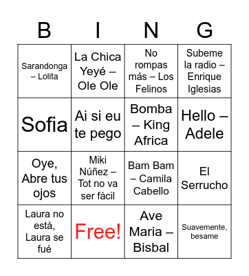 BINGO MUSICAL Bingo Card