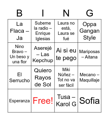 BINGO MUSICAL Bingo Card